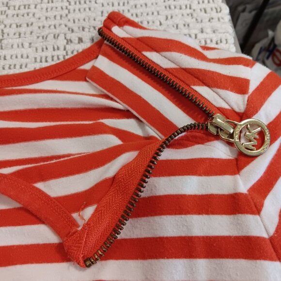 MICHAEL Michael Kors plus size women's shoulder zipper orange & white T-shirt 3X - Picture 5 of 13